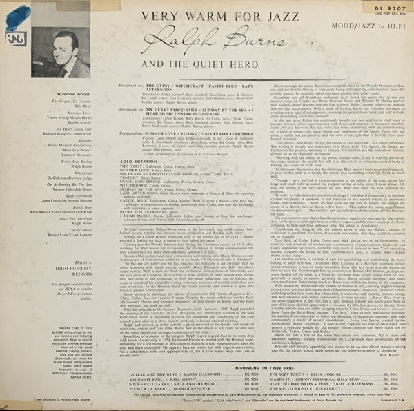 Ralph Burns And The Quiet Herd - Very Warm For Jazz (LP, Album, Mono) (Very Good Plus (VG+)) - Image 2