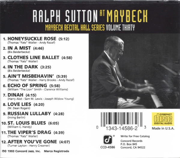 Ralph Sutton - At Maybeck (CD, Album) (Near Mint (NM or M-)) - Image 2