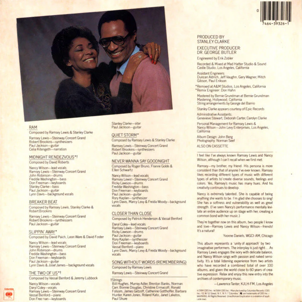 Ramsey Lewis & Nancy Wilson - The Two Of Us (LP, Album) (Very Good Plus (VG+)) - Image 2
