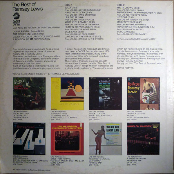 Ramsey Lewis - The Best Of Ramsey Lewis (LP, Comp) (Very Good Plus (VG+)) - Image 2