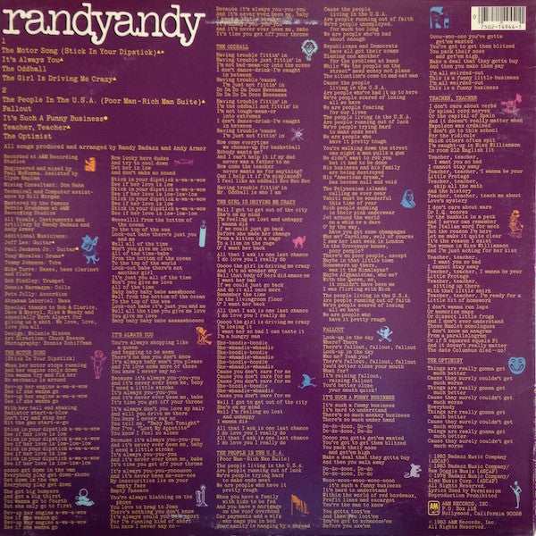 Randy Andy - Randyandy (LP, Album) (Very Good (VG)) - Image 2