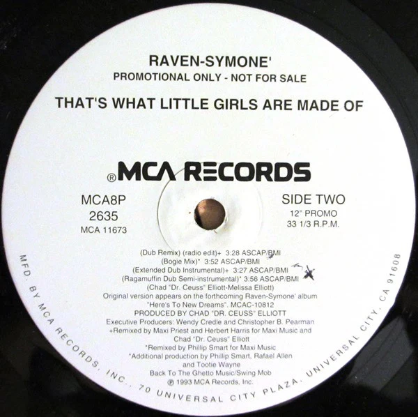 Raven Symone - That's What Little Girls Are Made Of (12", Single, Promo) (Mint (M)) - Image 2