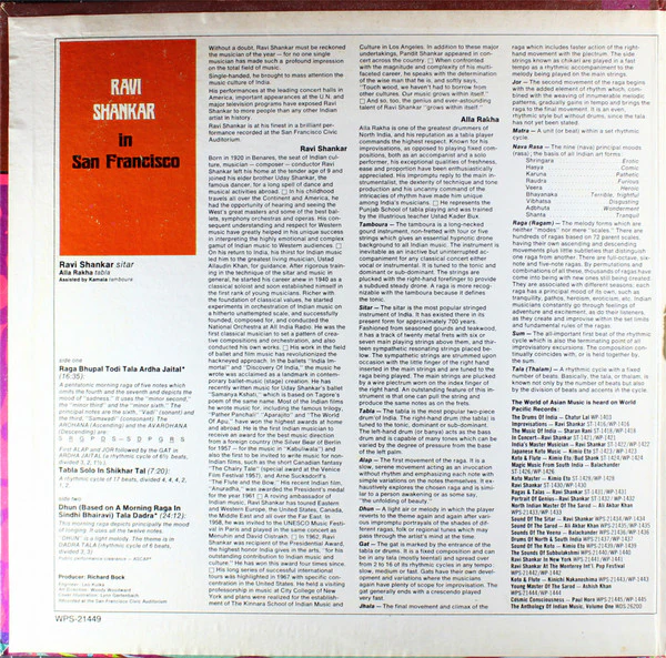 Ravi Shankar - Ravi Shankar In San Francisco (LP, Album) (Very Good Plus (VG+)) - Image 2