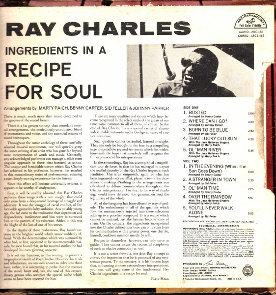 Ray Charles - Ingredients In A Recipe For Soul (LP, Album, Mono) (Very Good Plus (VG+)) - Image 2