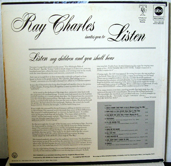Ray Charles - Invites You To Listen (LP, Album) (Very Good Plus (VG+)) - Image 3