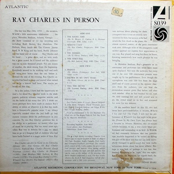 Ray Charles - Ray Charles In Person (LP, Album, Mono, RE) (Good Plus (G+)) - Image 2