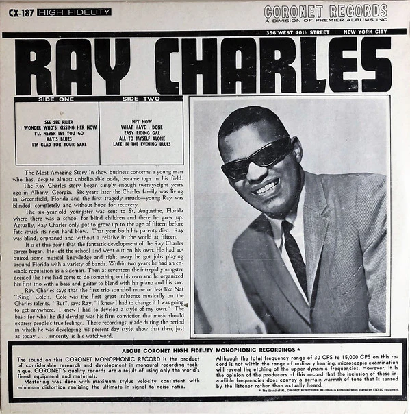 Ray Charles - The Sensational Ray Charles (LP, Comp, Mono, RE) (Very Good (VG)) - Image 2