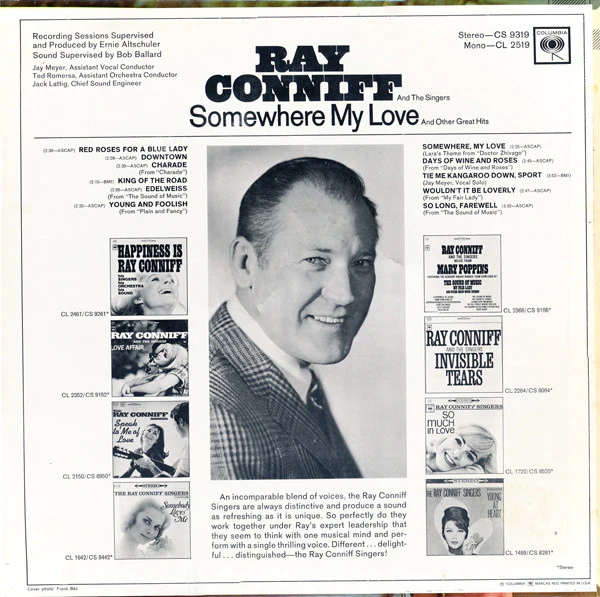 Ray Conniff And The Singers - Somewhere My Love (LP, Album) (Near Mint (NM or M-)) - Image 2