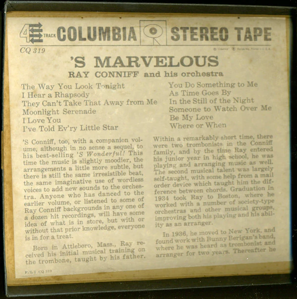 Ray Conniff & His Orchestra - 'S Marvelous (Reel, 4tr Stereo, 7" Reel) (Very Good (VG)) - Image 4