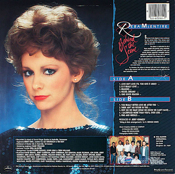 Reba McEntire - Behind The Scene (LP, Album) (Very Good (VG)) - Image 2