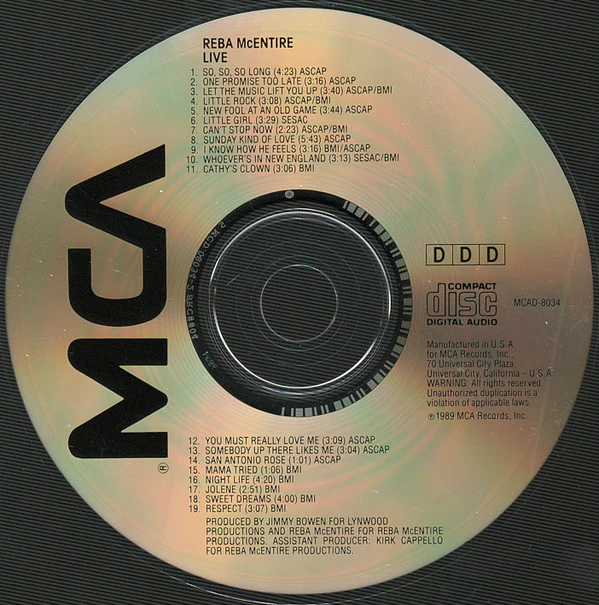Reba McEntire - Live (CD, Album, Club, RE) (Very Good Plus (VG+)) - Image 3
