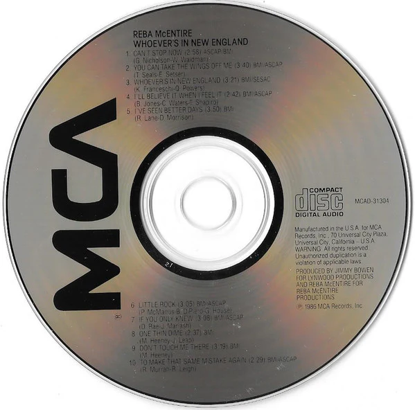 Reba McEntire - Whoever's In New England (CD, Album, RE) (Very Good Plus (VG+)) - Image 3