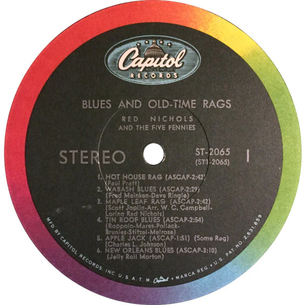 Red Nichols And His Five Pennies - Blues And Old-Time Rags (LP) (Near Mint (NM or M-)) - Image 3