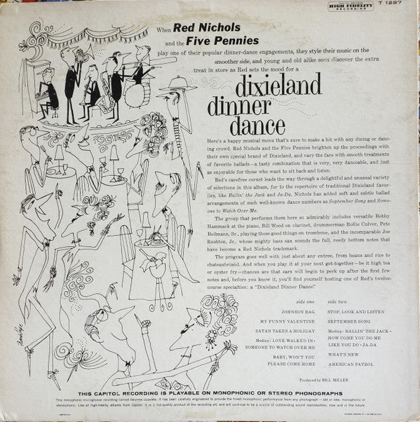 Red Nichols And His Five Pennies - Dixieland Dinner Dance (LP, Album, Mono, Scr) (Near Mint (NM or M-)) - Image 2