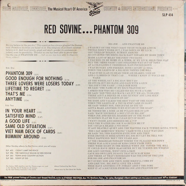 Red Sovine - Phantom 309 (LP, Album) (Good Plus (G+)) - Image 2