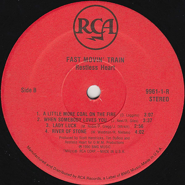 Restless Heart - Fast Movin' Train (LP, Album) (Very Good Plus (VG+)) - Image 4