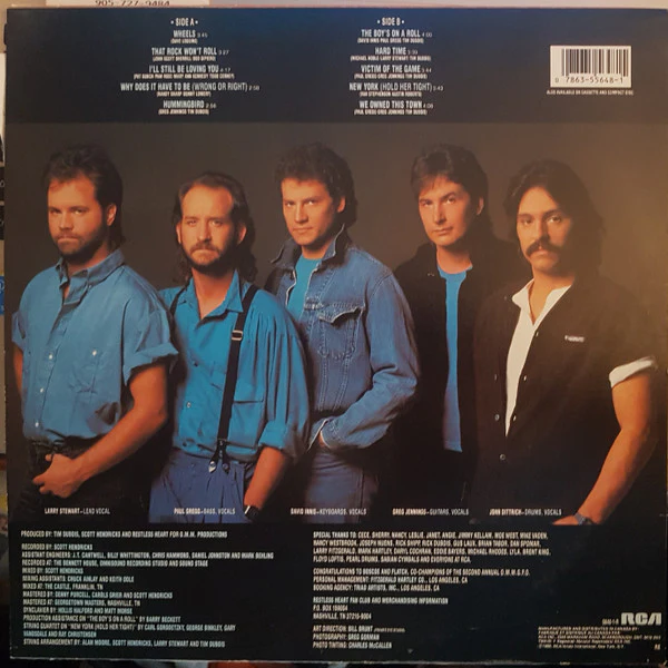 Restless Heart - Wheels (LP, Album) (Very Good Plus (VG+)) - Image 2