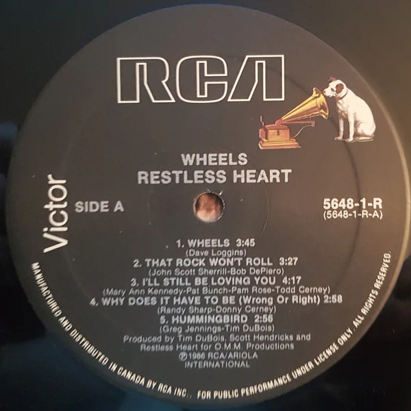 Restless Heart - Wheels (LP, Album) (Very Good Plus (VG+)) - Image 3