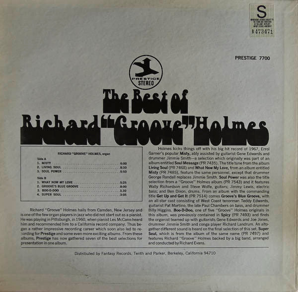 Richard "Groove" Holmes - The Best Of Richard "Groove" Holmes (LP, Comp, RE) (Good Plus (G+)) - Image 2