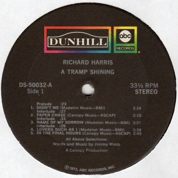 Richard Harris - A Tramp Shining (LP, Album, RE, Gat) (Very Good Plus (VG+)) - Image 3