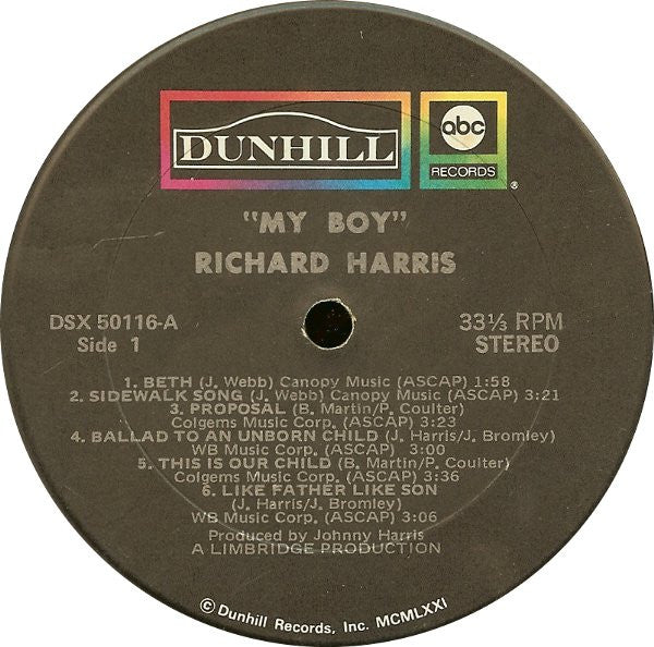 Richard Harris - My Boy (LP, Album, Gat) (Very Good Plus (VG+)) - Image 2