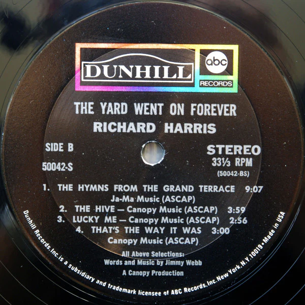 Richard Harris - The Yard Went On Forever... (LP, Album, Mon) (Near Mint (NM or M-)) - Image 5
