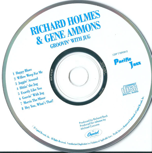 Richard "Groove" Holmes & Gene Ammons - Groovin' With Jug (CD, Comp, RE) (Near Mint (NM or M-)) - Image 3