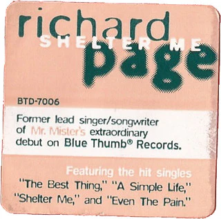 Richard Page - Shelter Me (CD, Album) (Near Mint (NM or M-)) - Image 2