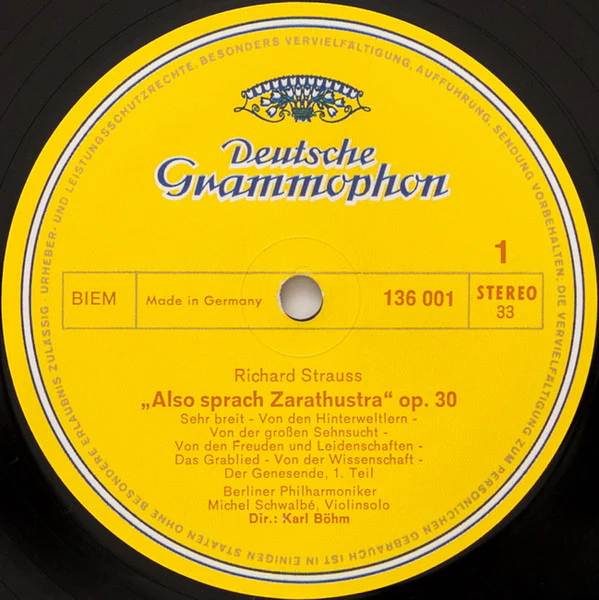 Richard Strauss - Berliner Philharmoniker, Karl Böhm - Also Sprach Zarathustra, Op. 30 (LP) (Very Good Plus (VG+)) - Image 3
