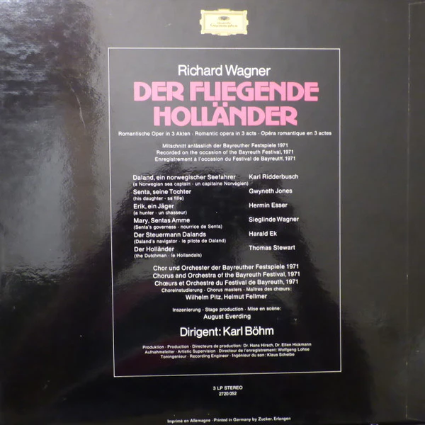 Richard Wagner, Gwyneth Jones, Sieglinde Wagner, Thomas Stewart , Karl Ridderbusch, Hermin Esser, Harald Ek, Chor der Bayreuther Festspiele Und Orchester der Bayreuther Festspiele, Karl Böhm - Der Fliegende Holländer (3xLP + Box) (Near Mint (NM or M-)) - Image 2