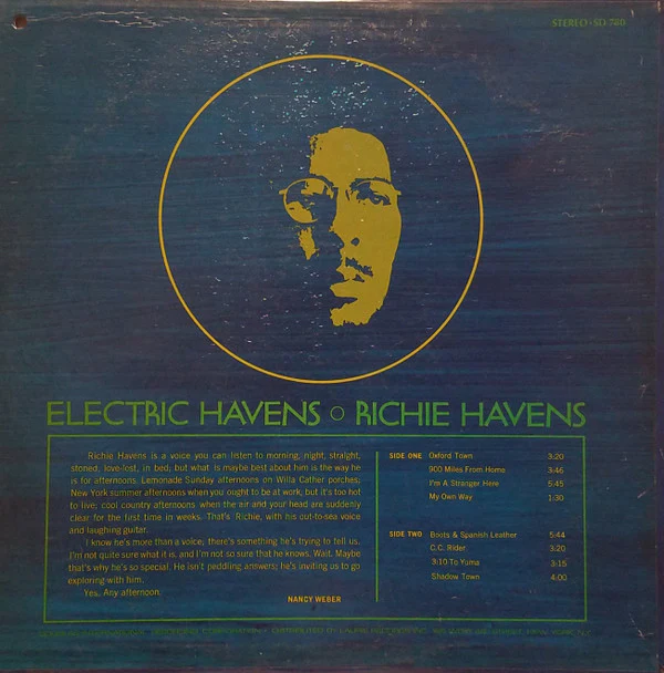 Richie Havens - Electric Havens (LP, Album, Ind) (Very Good Plus (VG+)) - Image 2
