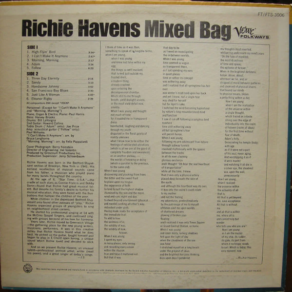 Richie Havens - Mixed Bag (LP, Album) (Near Mint (NM or M-)) - Image 2