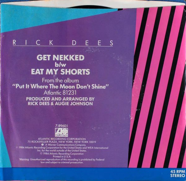 Rick Dees - Get Nekked (7") (Very Good (VG)) - Image 2