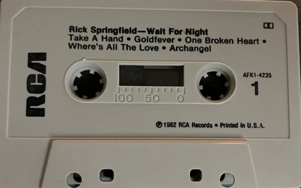 Rick Springfield - Wait For Night (Cass, Album, RE) (Near Mint (NM or M-)) - Image 3