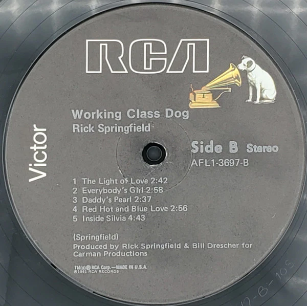 Rick Springfield - Working Class Dog (LP, Album, Ind) (Very Good Plus (VG+)) - Image 4