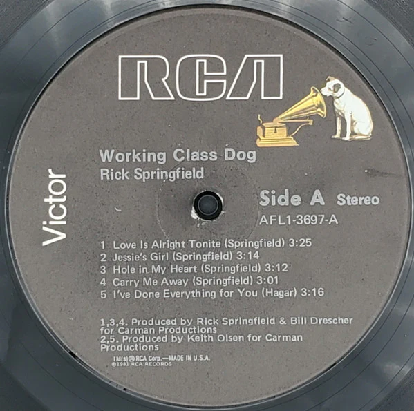 Rick Springfield - Working Class Dog (LP, Album, Ind) (Very Good Plus (VG+)) - Image 3