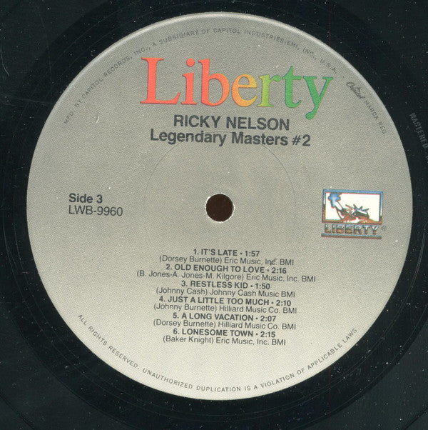 Ricky Nelson - Legendary Masters Series (2xLP, Comp, Mono, RE) (Mint (M)) NEW & SEALED - Image 5