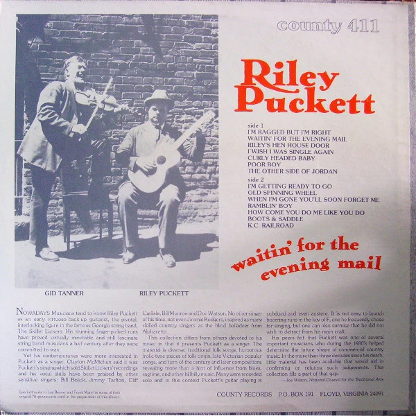 Riley Puckett - Waitin' For The Evening Mail (LP, Comp) (Near Mint (NM or M-)) - Image 3