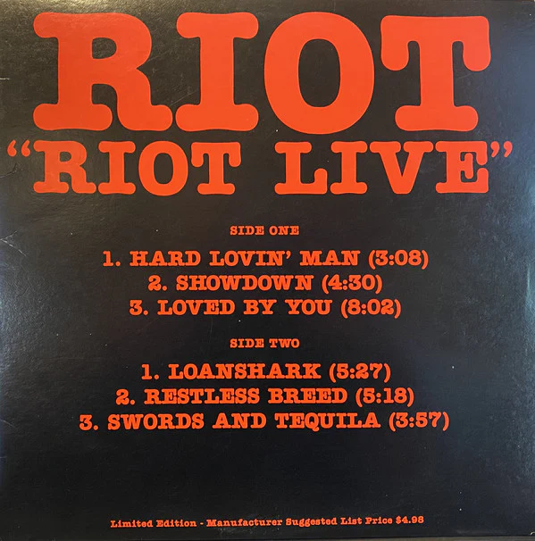 Riot - Riot Live (12", EP, Ltd, Spe) (Very Good (VG))