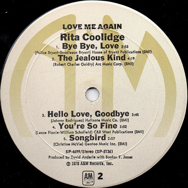 Rita Coolidge - Love Me Again (LP, Album, Mon) (Very Good Plus (VG+)) - Image 4