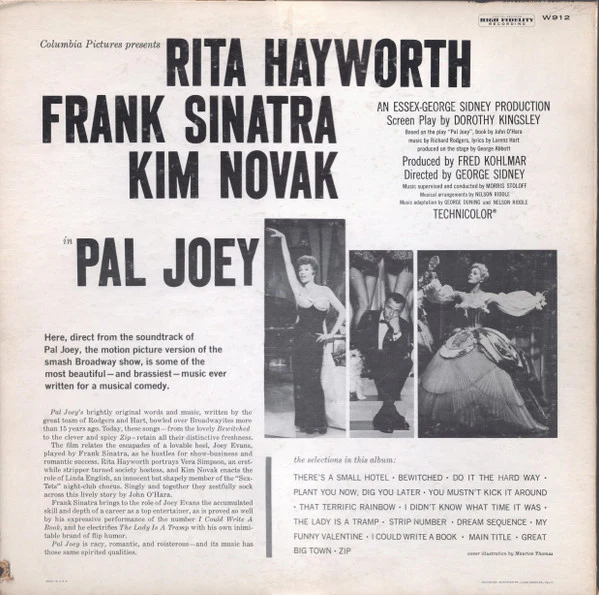 Rita Hayworth, Frank Sinatra, Kim Novak - Pal Joey (LP, Album, Mono, Los) (Very Good Plus (VG+)) - Image 2