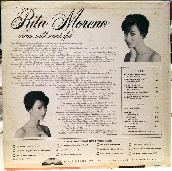 Rita Moreno - Warm, Wild Wonderful (LP) (Very Good Plus (VG+)) - Image 2