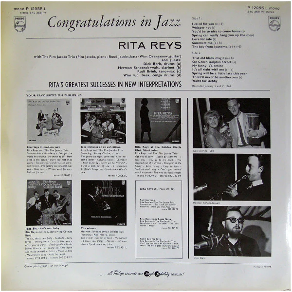 Rita Reys - Congratulations In Jazz (LP, Album, Mono) (Good (G)) - Image 2