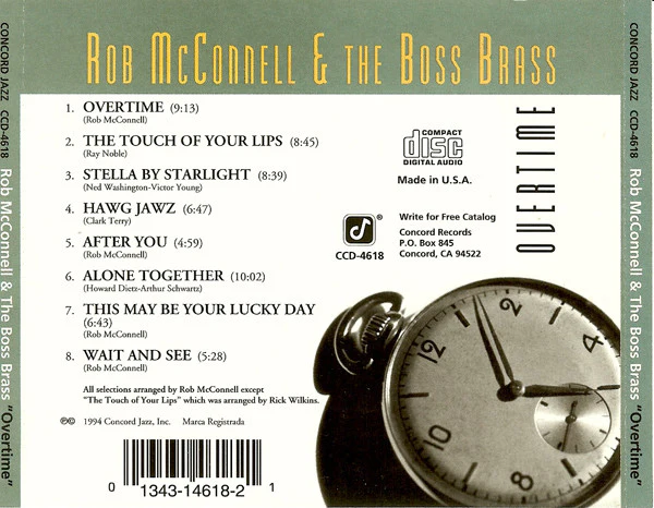 Rob McConnell & The Boss Brass - Overtime (CD, Album) (Very Good Plus (VG+)) - Image 2