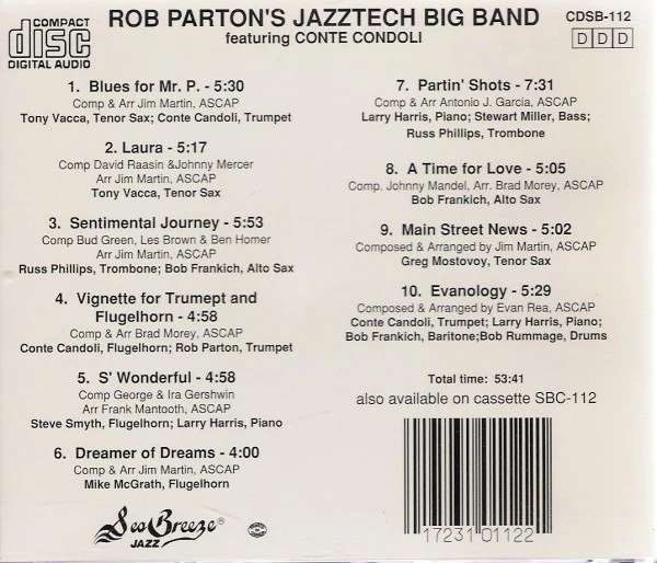 Rob Parton's Jazztech Big Band With Conte Candoli - Rob Parton's Jazztech Big Band With Conte Candoli (CD, Album) (Very Good Plus (VG+)) - Image 2