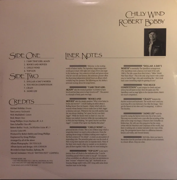 Robert Bobby - Chilly Wind (LP, Album) (Mint (M)) - Image 2