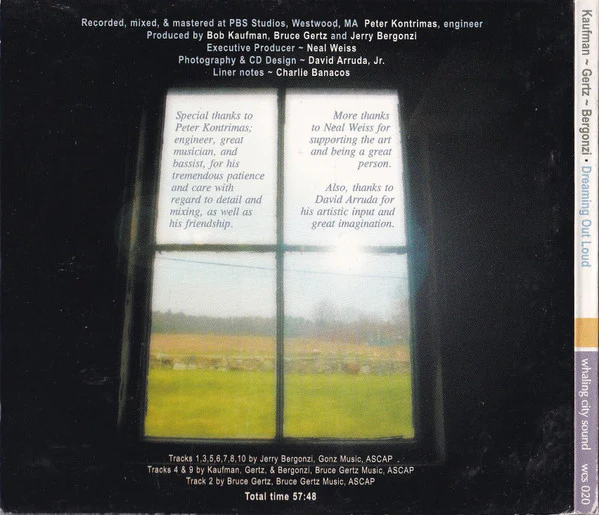 Robert Kaufman / Bruce Gertz / Jerry Bergonzi - Dreaming Out Loud (CD, Album) (Very Good Plus (VG+)) - Image 4