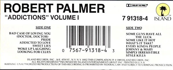 Robert Palmer - Addictions Volume 1 (Cass, Comp, Dol) (Very Good Plus (VG+)) - Image 2
