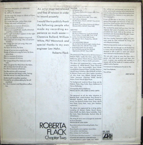 Roberta Flack - Chapter Two (LP, Album, Pre) (Very Good (VG)) - Image 2