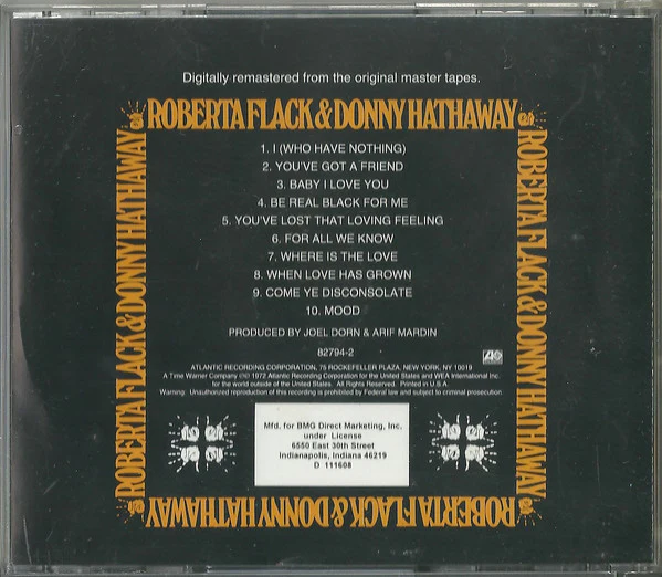 Roberta Flack & Donny Hathaway - Roberta Flack & Donny Hathaway (CD, Album, Club, RE, RM, Cin) (Near Mint (NM or M-)) - Image 2